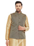 VM BY VASTRAMAY Men's Black Cotton Silk Blend Ethnic Jacket